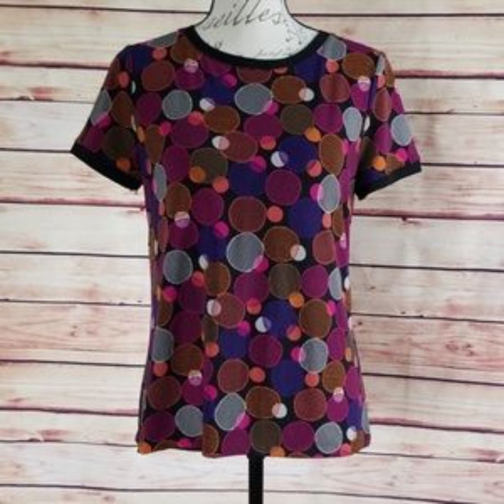 NWT Anne Klein button back polka dot top